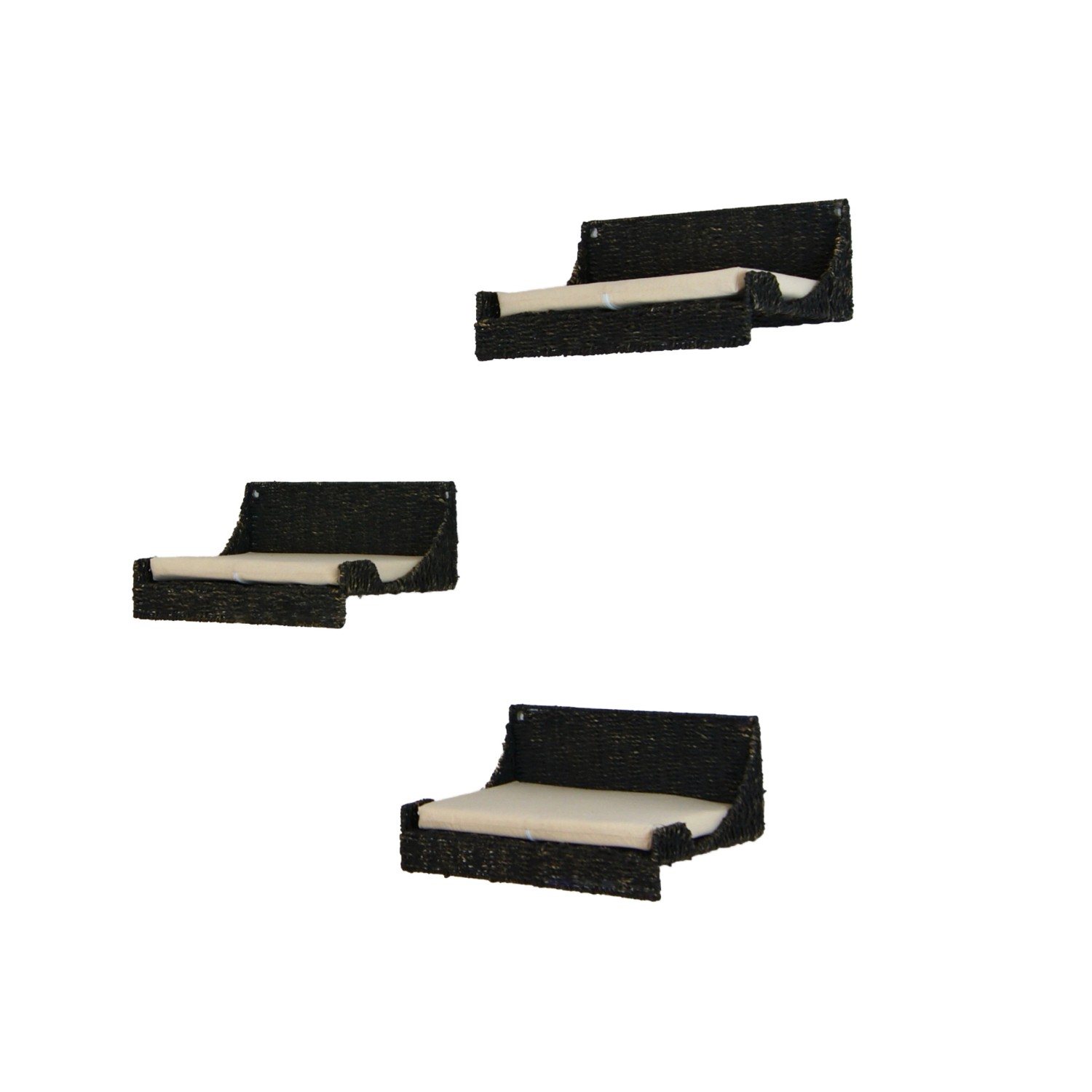 Rohrschneider Wandmulde Seegras Ruheoase für Katzen Farbe Schwarz 3er Set