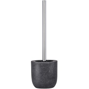 Wenko WC-Bürstengarnitur Puro Anthrazit aus Polyresin mit Edelstahlstiel.