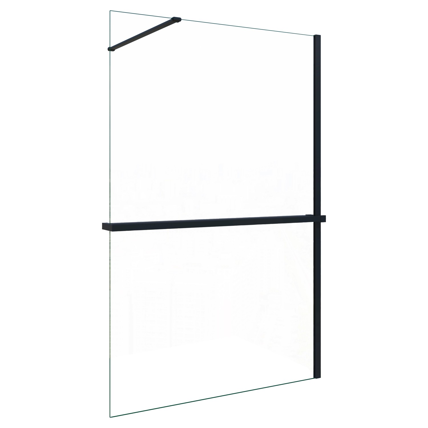 AICA Walk In 100x200cm Schwarz Duschwand mit Stabilisator 8mm NANO ESG-Glas günstig online kaufen