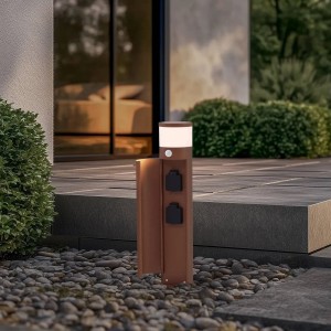 Lucande Außenleuchte Corban 10038528 mit Bewegungsmelder Spritzwassergeschützt Modern in Braun aus Aluminium 1-flammig G9