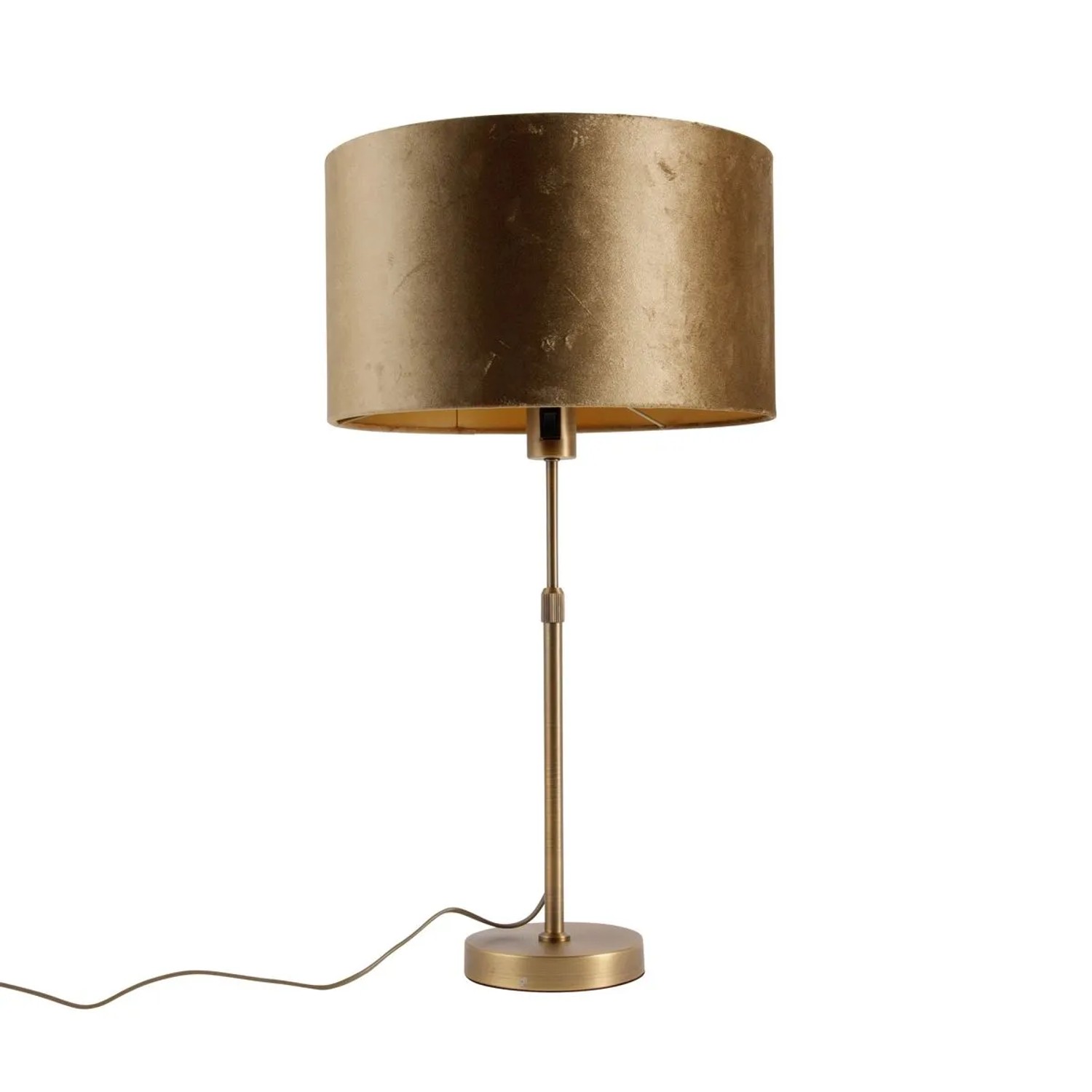 QAZQA Tischleuchte Bronze mit Samtschirm Bronze 35cm Parte