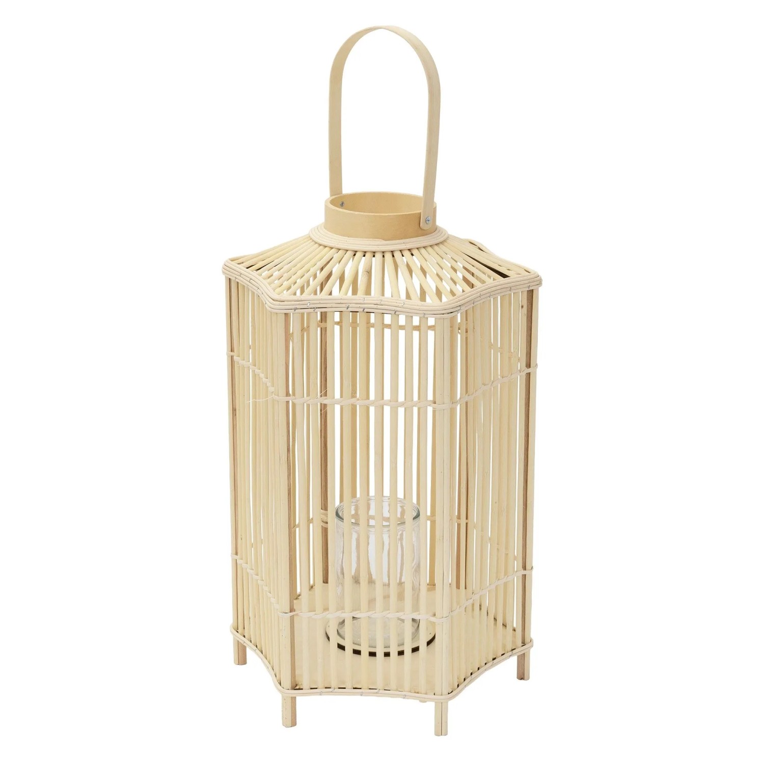 ECD Germany Bambus Laterne H75 cm Holzfarbe Boho Stil