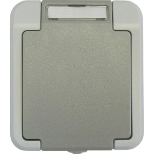 ASS AP/FR Steckdose 1-fach, IP54, Aufputz, spritzwassergeschützt, grau/weiß