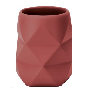 Kleine Wolke Crackle Zahnputzbecher in Rosenholz mit 3D-Struktur.