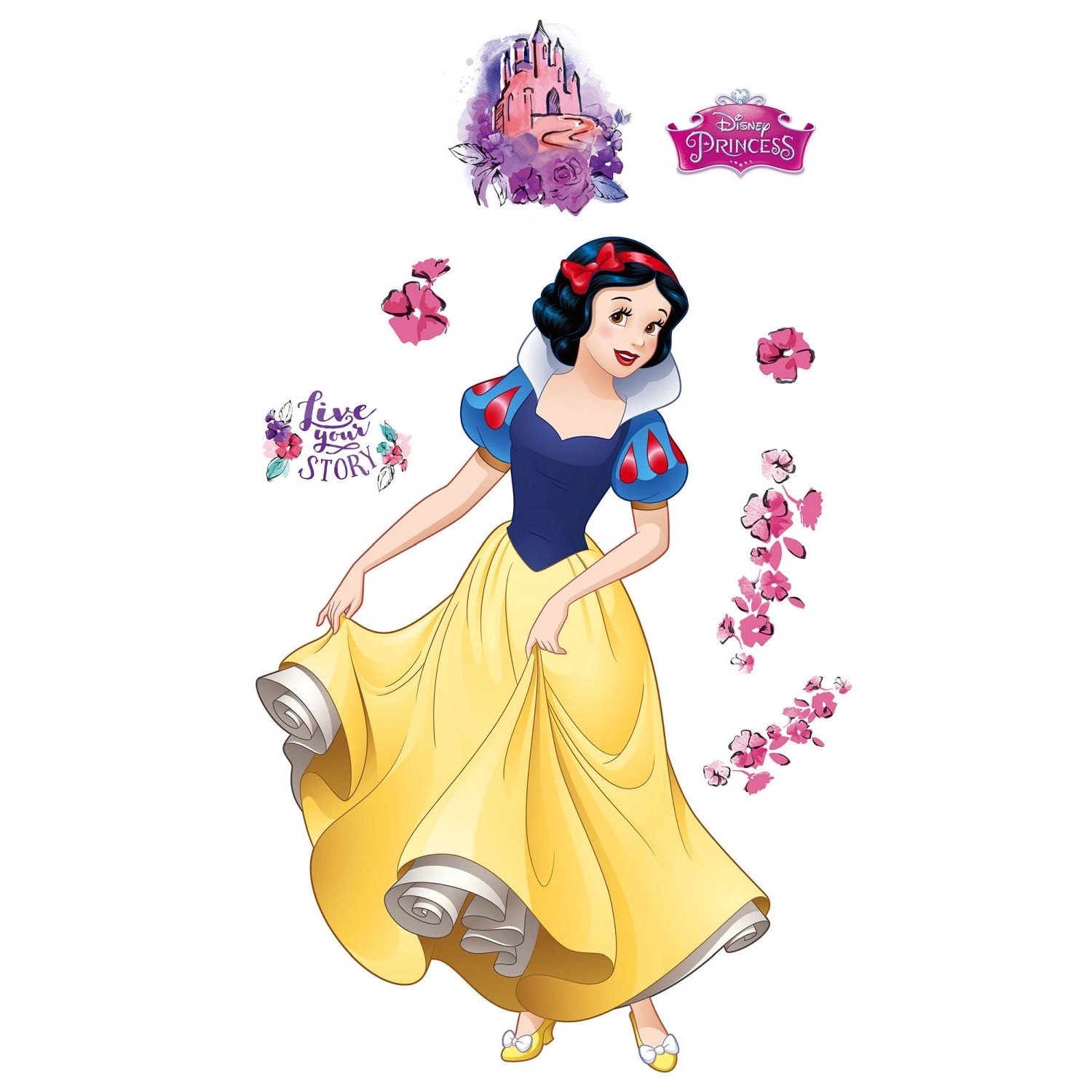 Disney Wandtattoo Schneewittchen Gelb Blau und Rosa 127 x 200 cm 612437