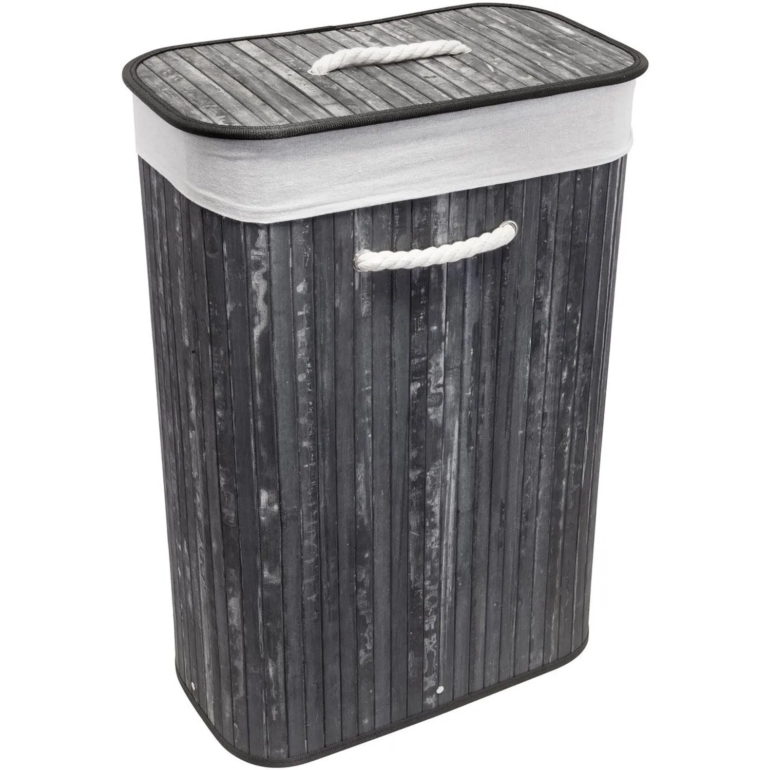 Euroshowers Bambus Wäschetruhe 75 L Faltbar mit Deckel Schwarz