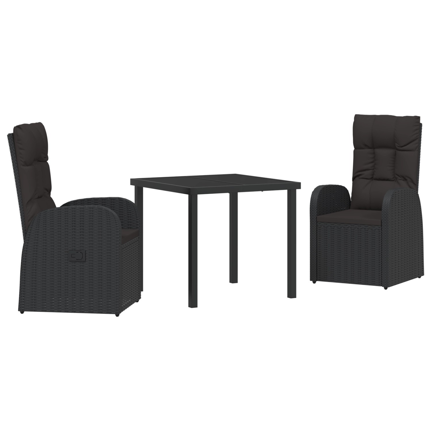vidaXL Garten Essgruppe mit Kissen 3-Tlg Schwarz Poly Rattan 3379520 günstig online kaufen