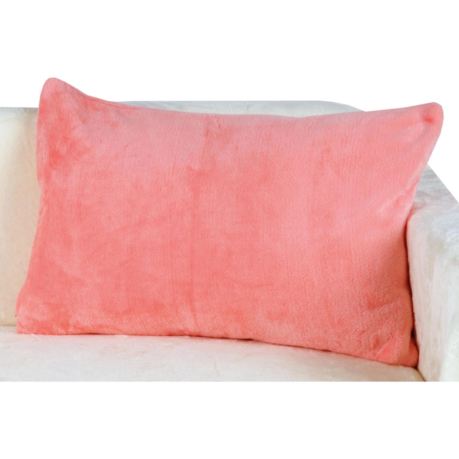 Kuschelige, lachsfarbene Kissenhülle Celina, 40x60 cm, für mehr Gemütlichkeit im Wohnzimmer.