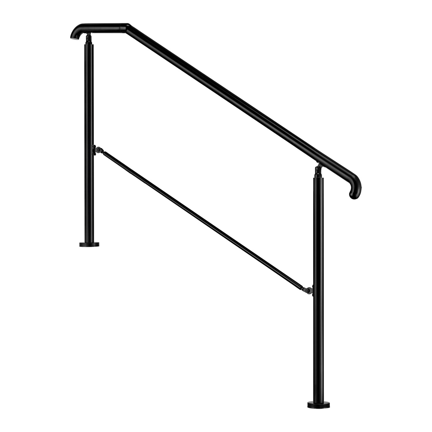 AICA Edelstahl-Eingangsgeländer 162 cm Schwarz für 2 oder 3 Stufen