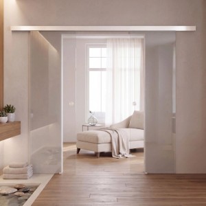 Doorlegro Glasschiebetür 2-flügelig Klar Silber 1.025 mm x 2.050 mm