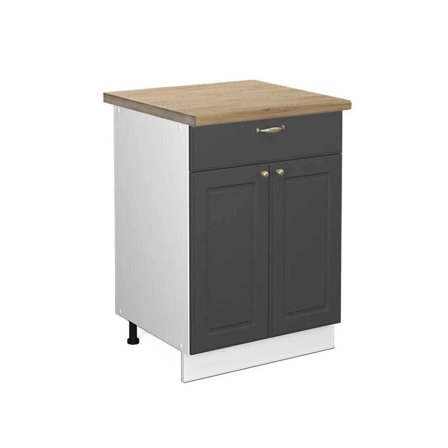 Vicco Küchenunterschrank Fame-Line Anthrazit-Gold Weiß 60 cm mit Schublade AP Eiche