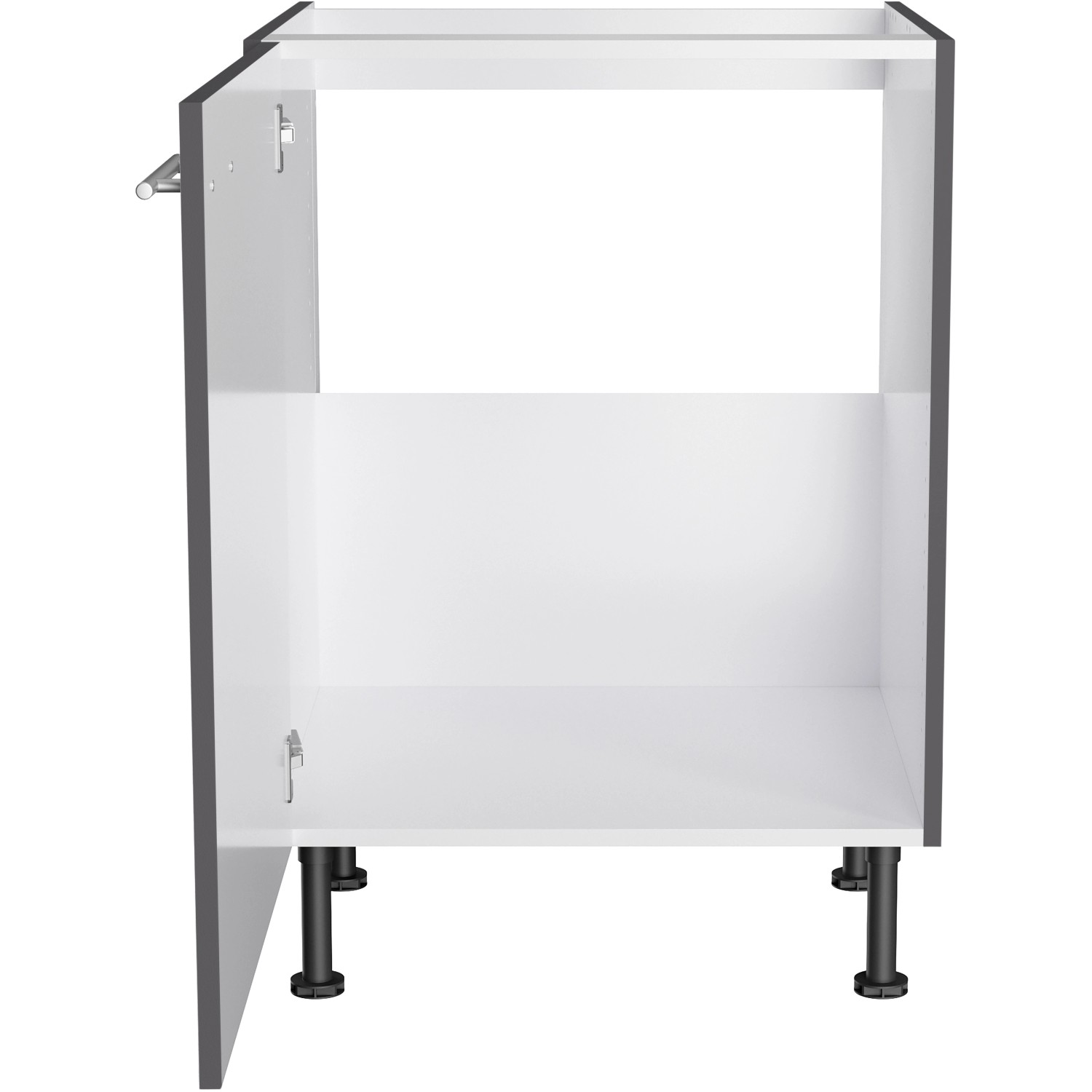 Optifit Spülenunterschrank Ingvar420, 60 cm, Anthrazit Matt, mit offener Staufläche.