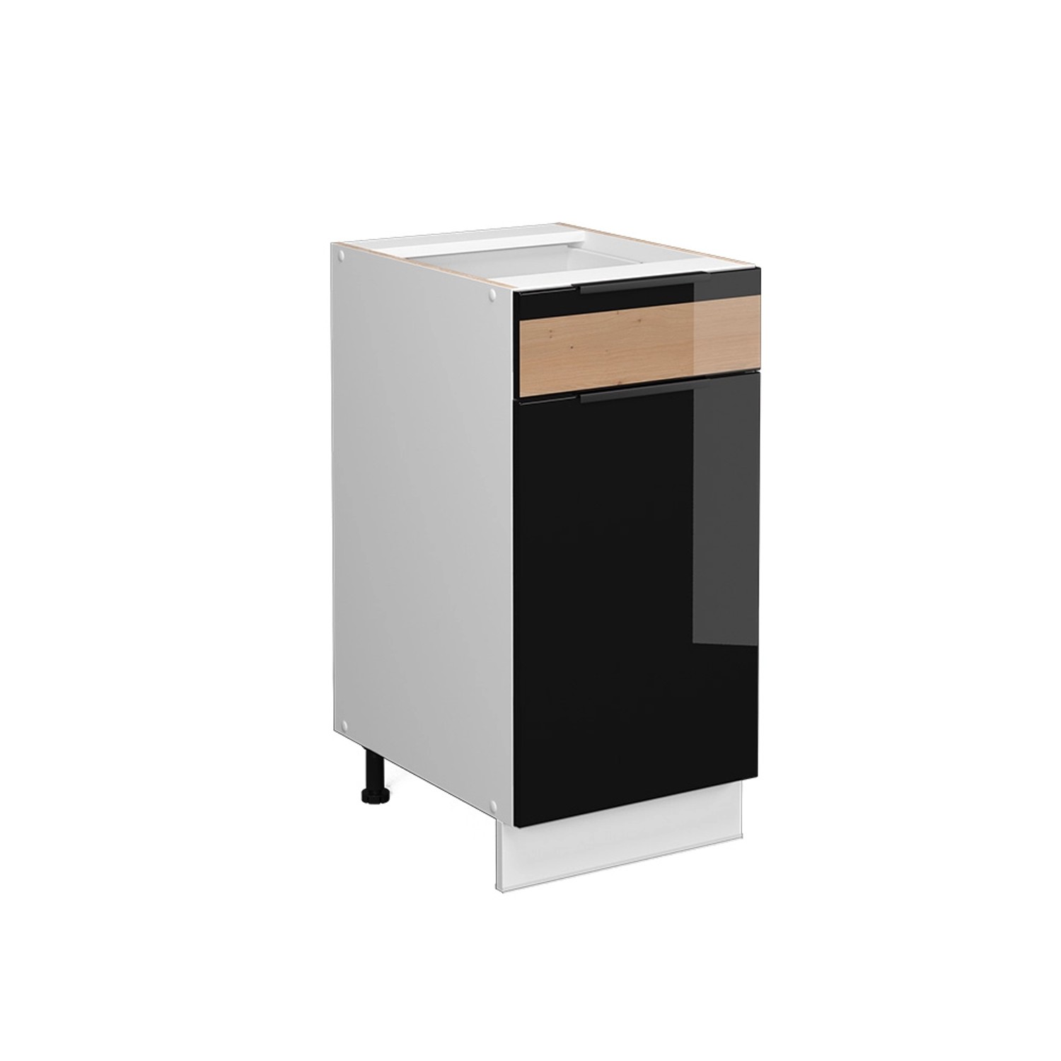 Vicco Küchenunterschrank Fame-Line Schwarz-Eiche Hochglanz/Weiß 40 cm ohne Arbeitsplatte