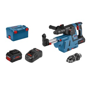 Bosch Professional Akku-Bohrhammer GBH 18V-26 Set mit 2 Akkus, Ladegerät, Bohrfutter und L-Boxx.