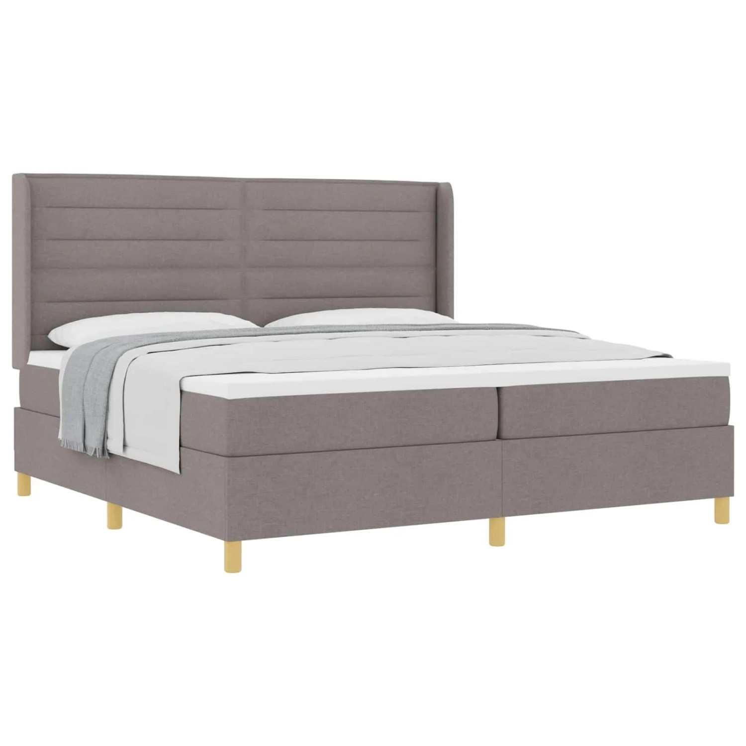 vidaXL Boxspringbett mit Matratze Taupe 200 x 200 cm Stoff 3341795