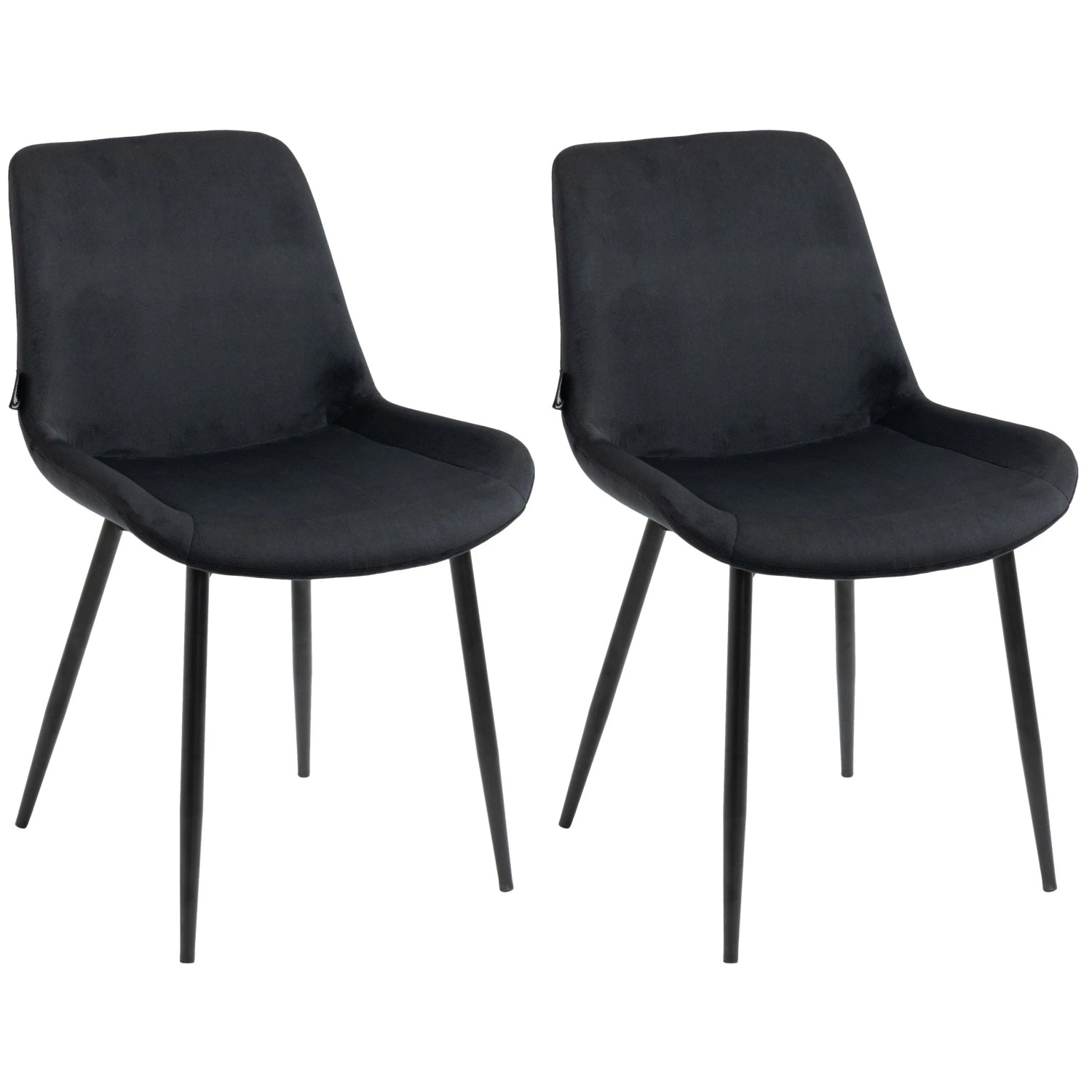 DELUKE 2er Set Esszimmerstühle WIKIL Samt 80x51x60cm Schwarz Samt Metall Matt Schwarz Gestell Stühle Esszimmerstühle Esstisch Küchenstuhl