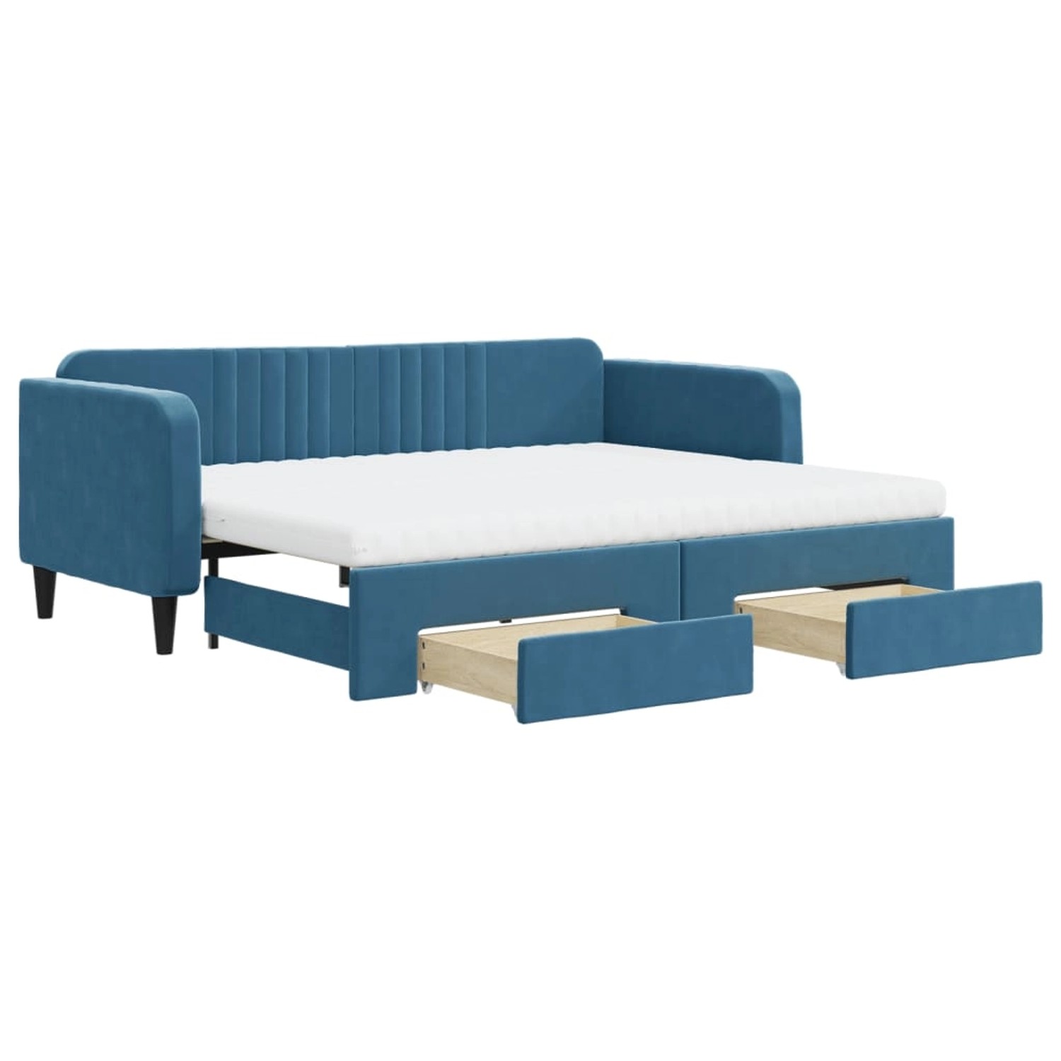 Thumbnail - vidaXL Tagesbett mit Rollbett und Schubladen Blau 90x200 cm Samt1847122