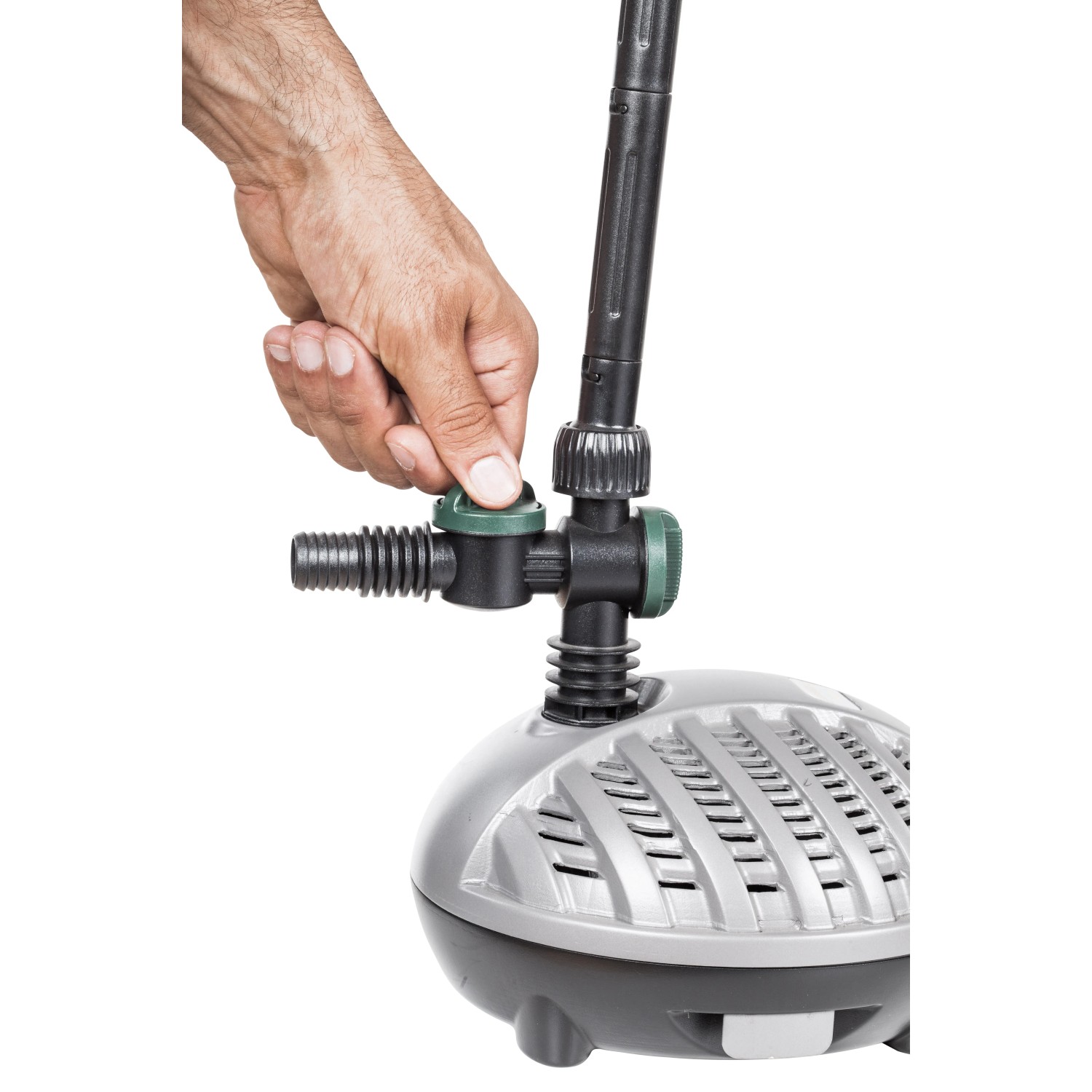 Heissner Aqua Jet Eco Teichpumpe 4900 l/h mit Wasserspielaufsatz in Bedienung.