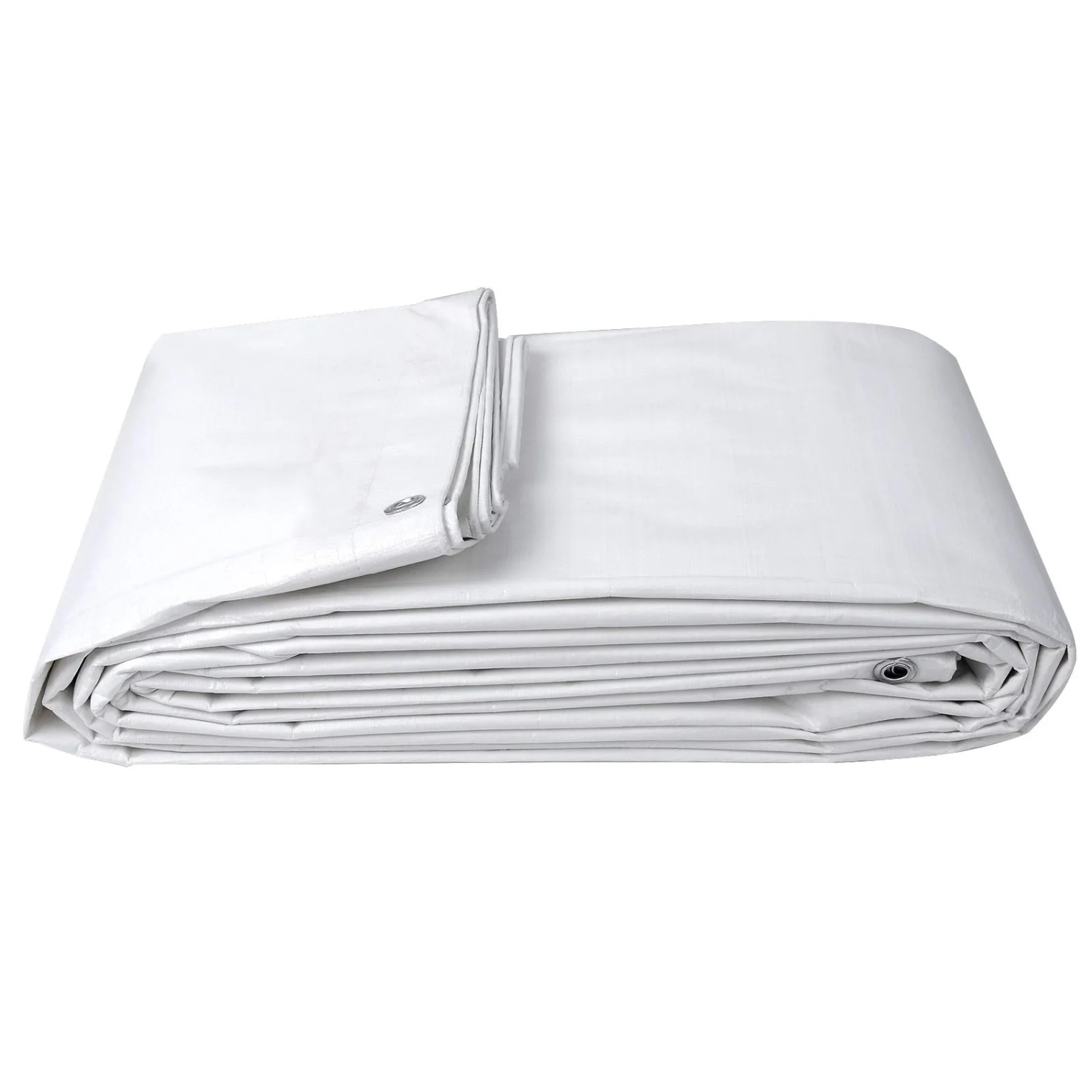 Weiße WOLTU Abdeckplane, 4x5 m, 180 g/m², wasserdicht, mit Ösen.