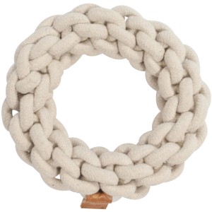 Beiger Ebi Hundespielzeug Ring Ben, 19 cm, aus Baumwolle, für Apportierspiele.