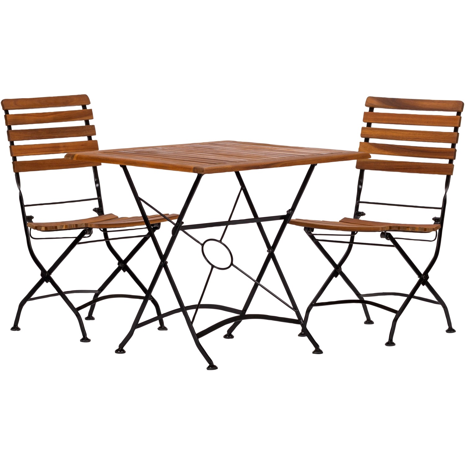 Acamp Set Lindau 2x Stuhl 1x Tisch 80 cm x 80 cm Teak-Schwarz günstig online kaufen