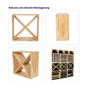 Modulares Weinregal Vincellar Mod aus Kiefernholz für 40 Flaschen.