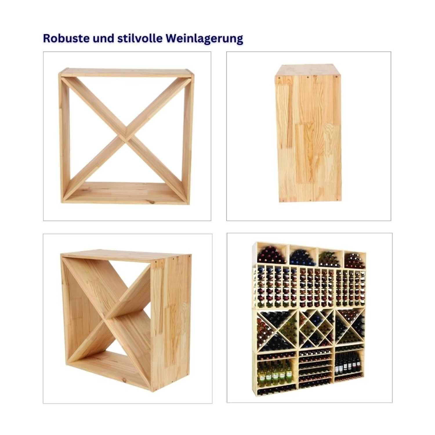 Modulares Weinregal Vincellar Mod aus Kiefernholz für 40 Flaschen.