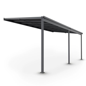Juskys Terrassendach Borneo 5,5x3m, dunkelgrau, aus Aluminium mit Doppelstegplatten.