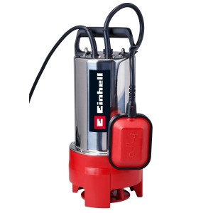 Einhell GC-DP 1135 N Schmutzwasserpumpe aus Edelstahl mit rotem Schwimmerschalter.