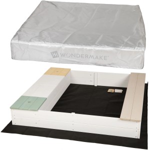 WONDERMAKE Design Sandkasten arena2 aus Holz mit Abdeckung und Vlies