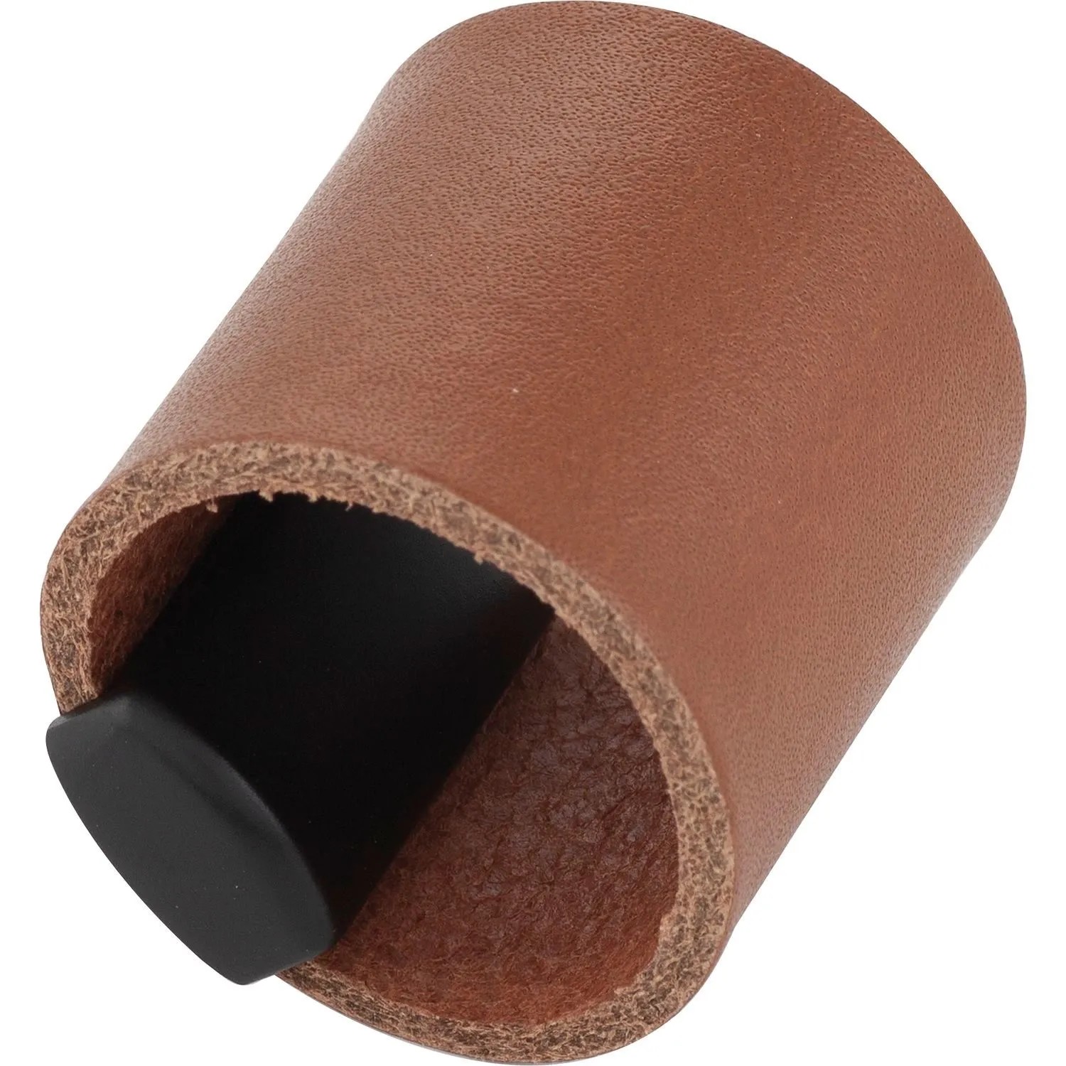 Furnipart Möbelknopf Drum La 32 mm Breite 40 mm Leder Cognac Schwarz Matt