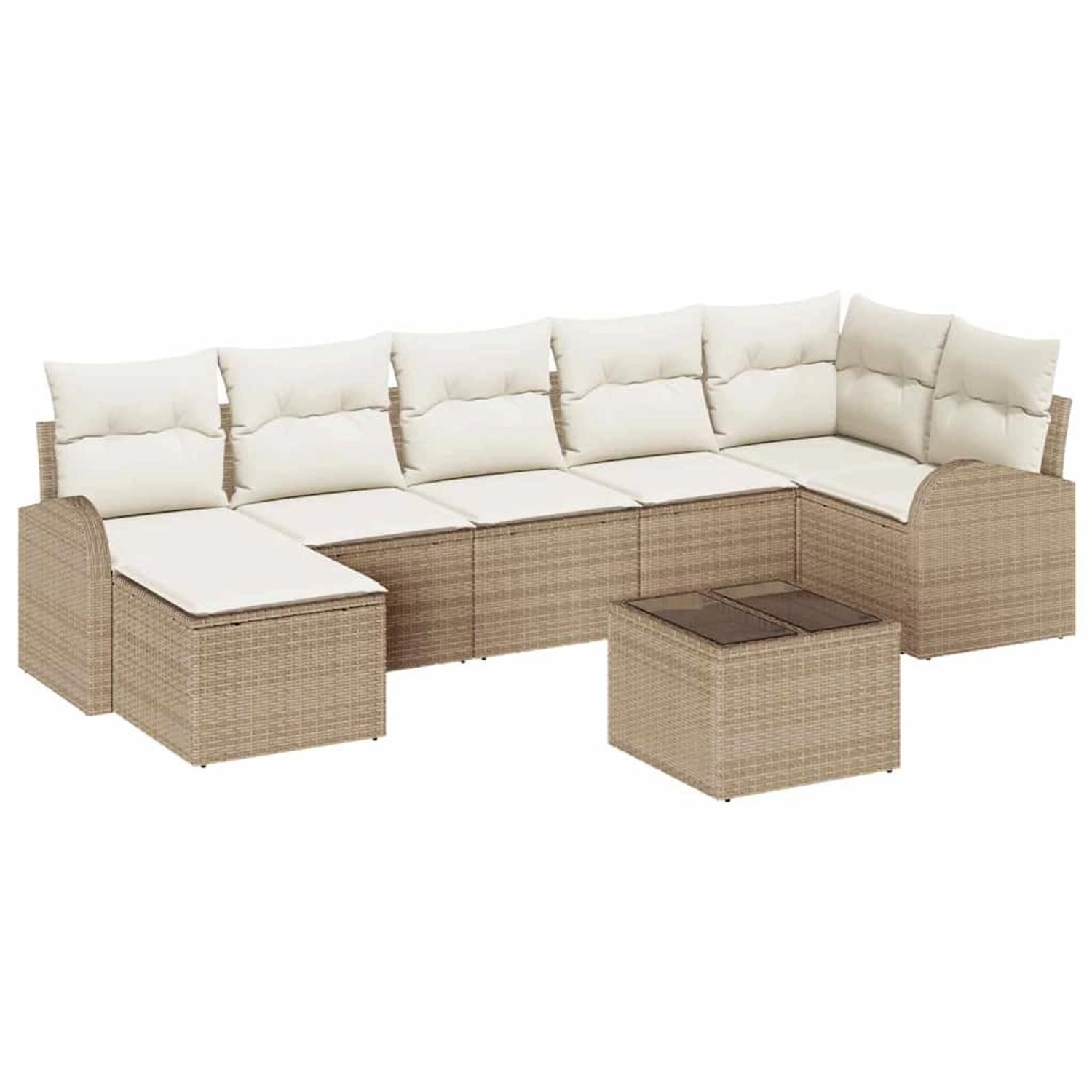 vidaXL Garten-Sofa-Set mit Kissen 8-Tlg Beige Poly Rattan 3346141 günstig online kaufen