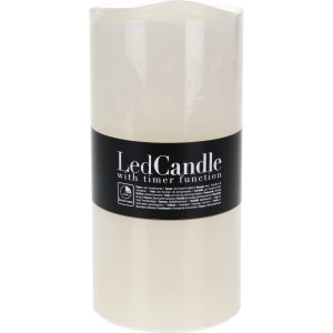 Elfenbeinfarbene LED Kerze mit Timer, 20x10cm, aus Echtwachs für stimmungsvolles Licht.