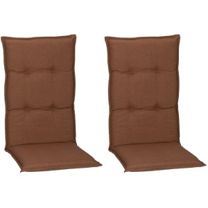 2er-Set Beo Sitzauflagen Tolonaro für Hochlehner, dunkelbraun. Gartenstuhlauflagen für bequemes Sitzen.