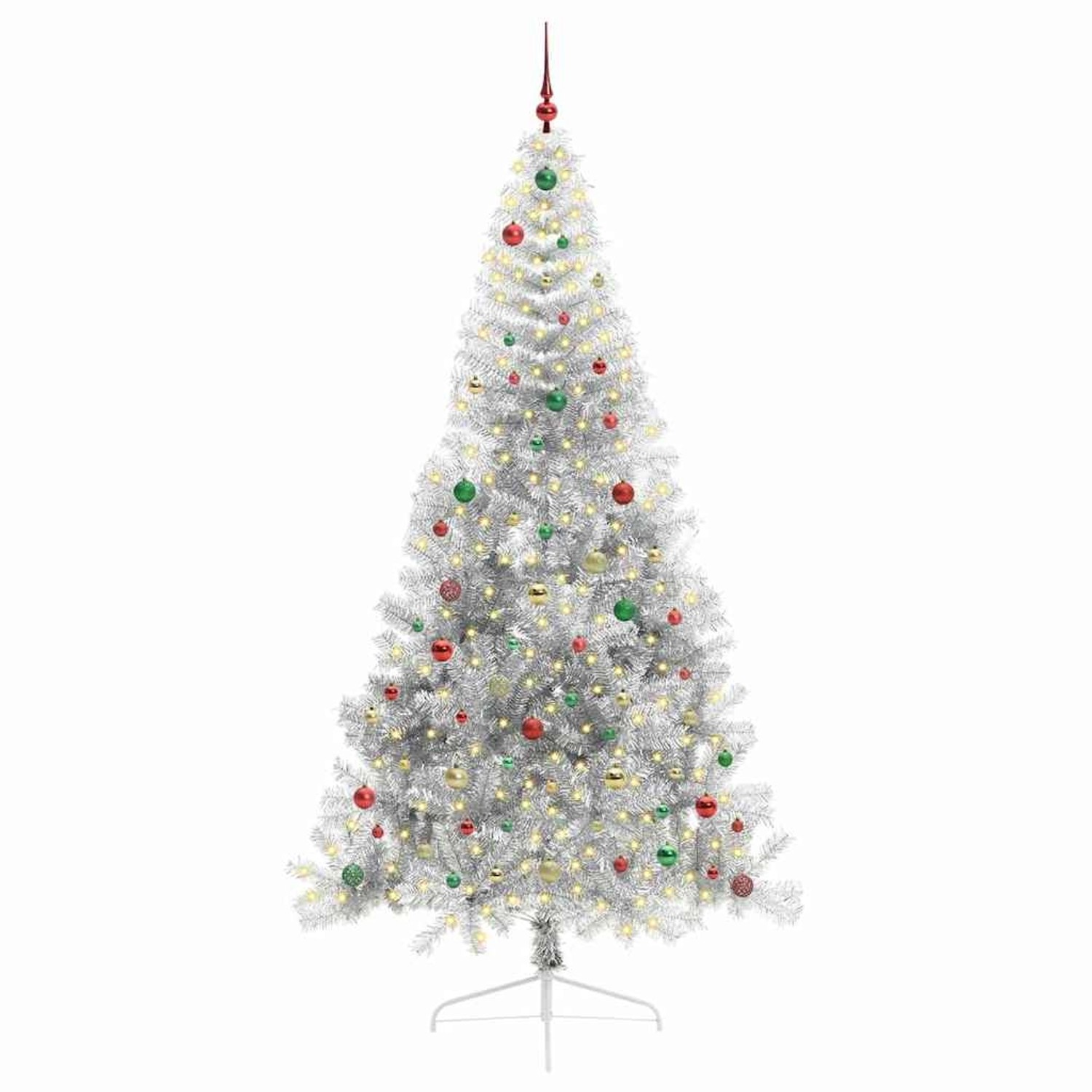 vidaXL Künstlicher Vorbeleuchteter Weihnachtsbaum Silber 240 cm 3397240
