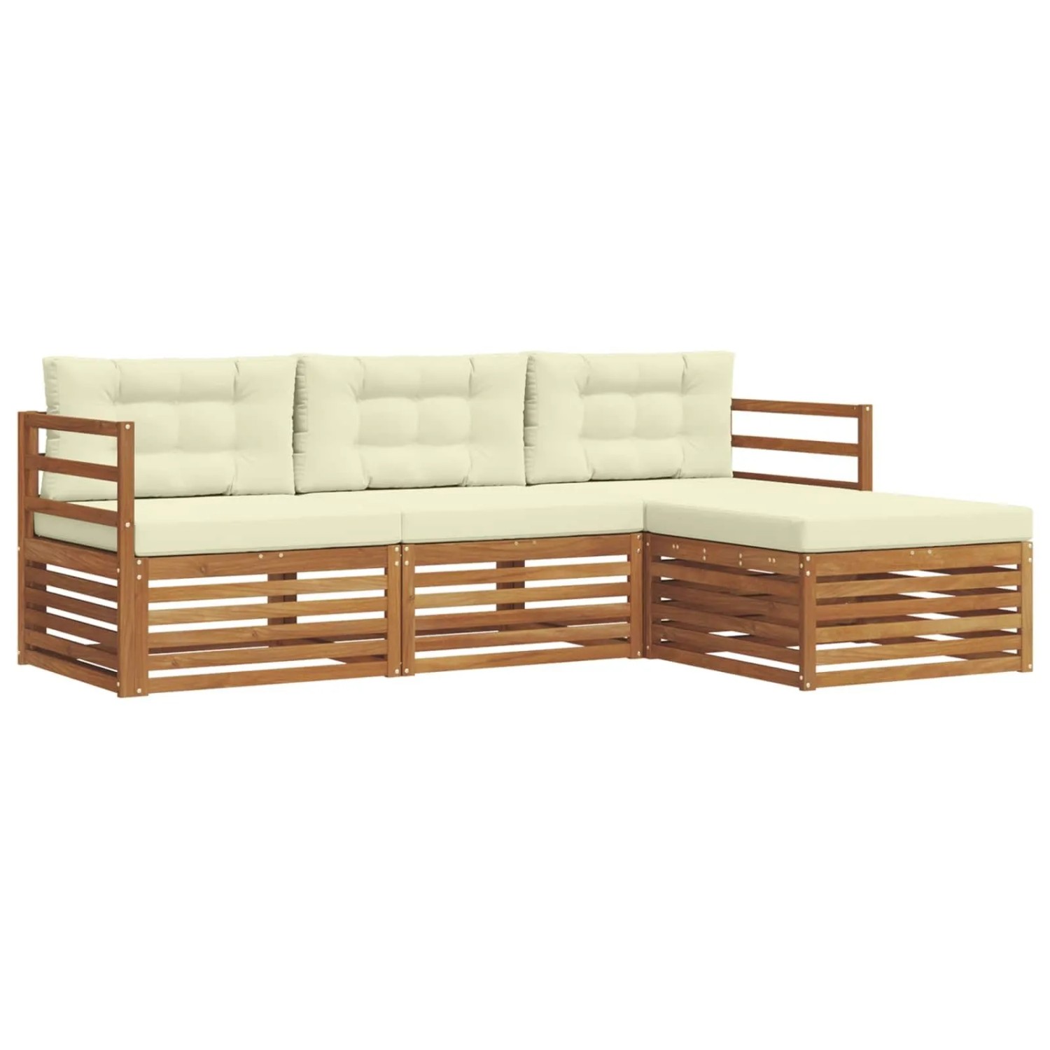 vidaXL Outdoor-Sofagarnitur mit Kissen 4-Tlg Natur und Creme 3373240
