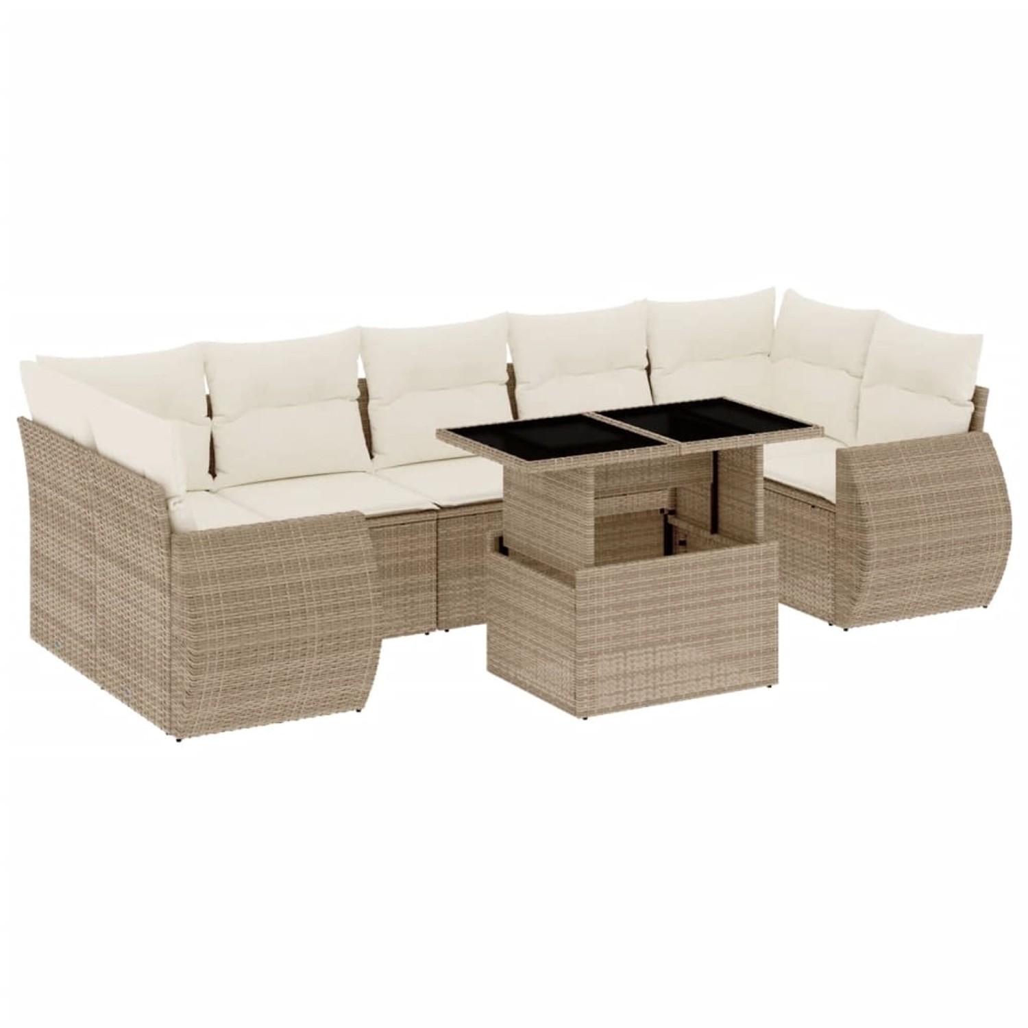 vidaXL 8-Tlg Garten-Sofagarnitur mit Kissen Beige Poly Rattan 3268408 günstig online kaufen