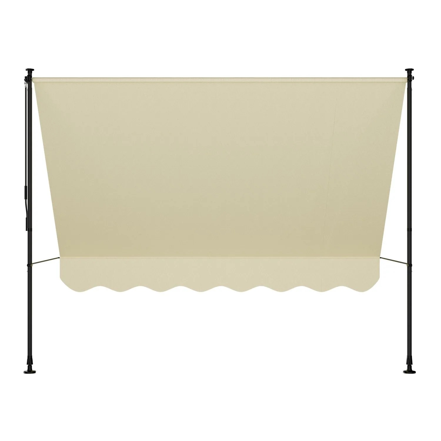 Beige Klemmmarkise Kapstadt 250x120 cm für Balkon und Terrasse.