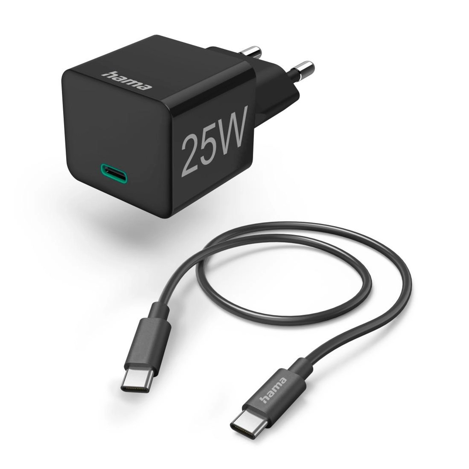 Image of Hama Schnellladegerät mit Ladekabel USB-C Mini-Ladegerät PD 25 W 1,5 m SW
