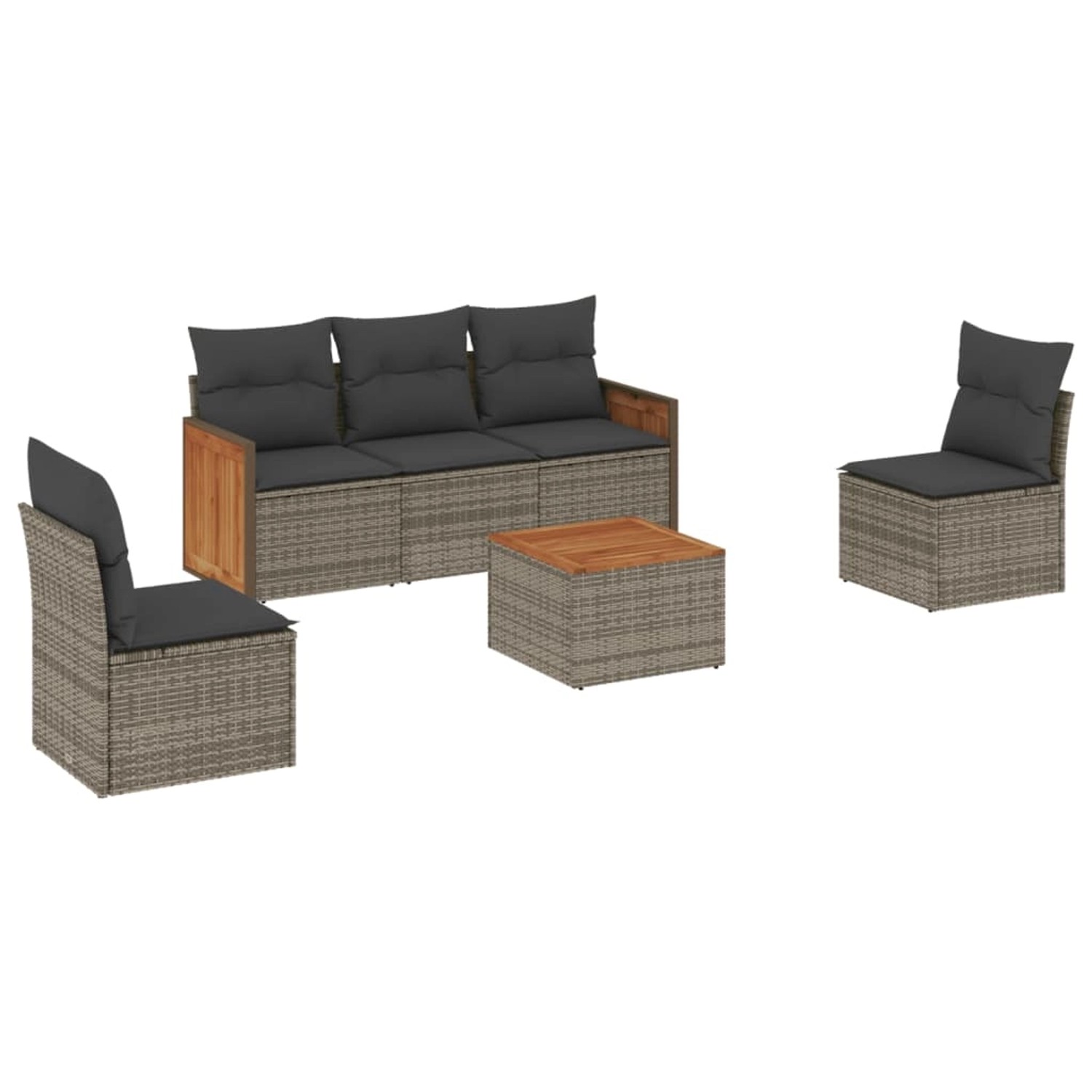 vidaXL 6-tlg Garten-Sofagarnitur mit Kissen Grau Poly Rattan Modell 94 günstig online kaufen