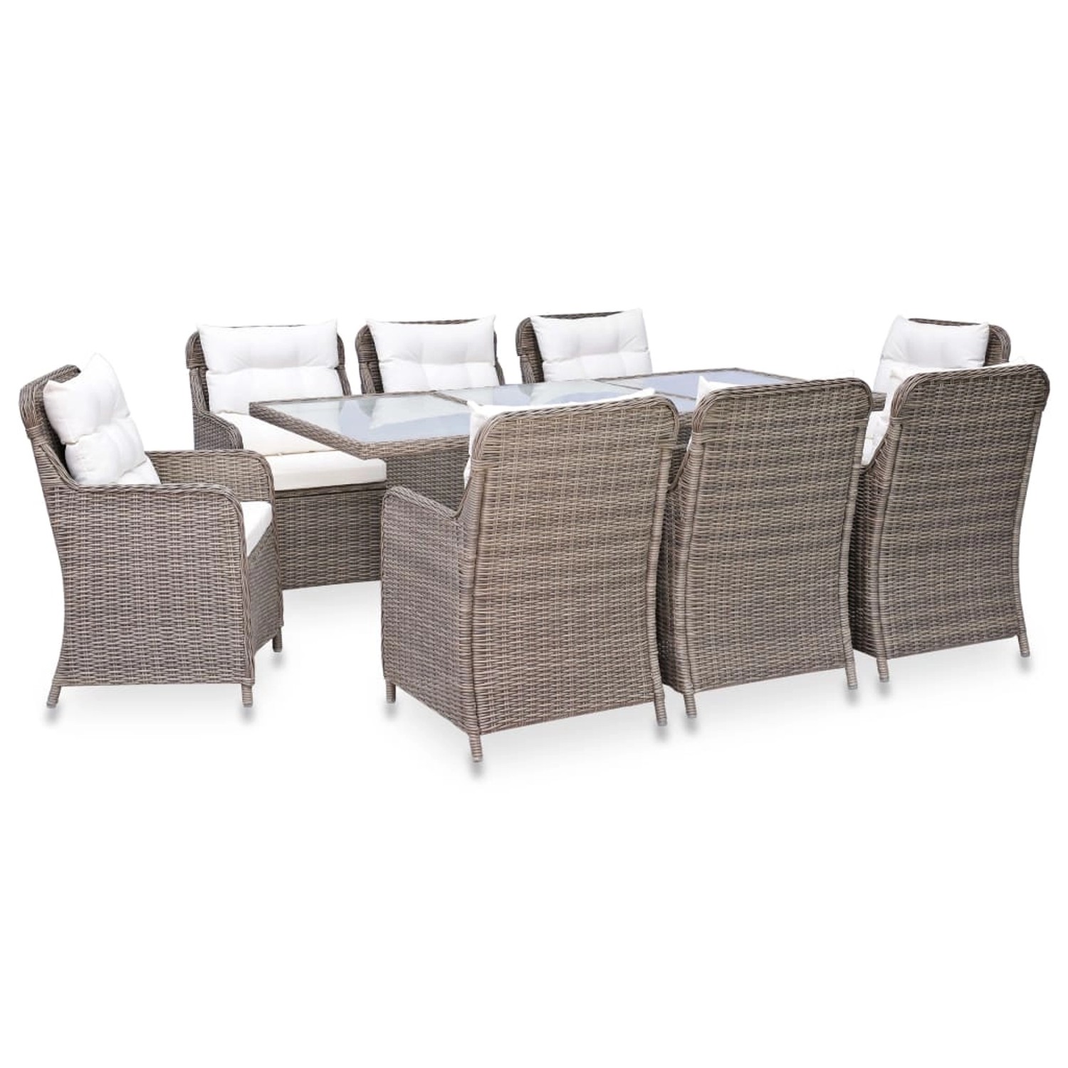 vidaXL 9-tlg Garten-Essgruppe Poly Rattan Braun Modell 1