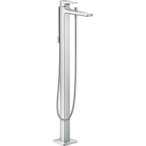 Hansgrohe Metropol Wannenarmatur, bodenstehend, Chrom mit Handbrause und Schlauch.