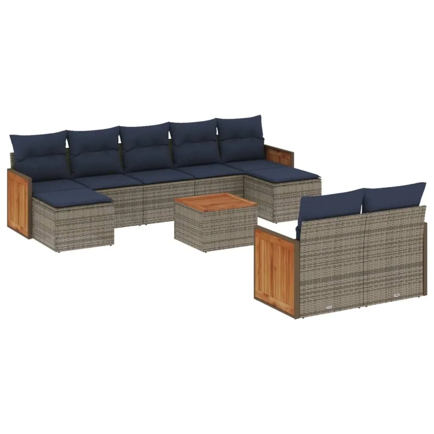 vidaXL 10-Tlg Gartensofa-Set mit Kissen Grau Polyrattan 3228091 günstig online kaufen