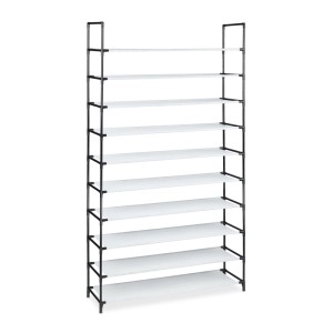 Relaxdays Schuhregal Stecksystem XXL Metall Weiß Höhenverstellbar 176,5 cm x 99 cm x 29,5 cm 2,8 kg