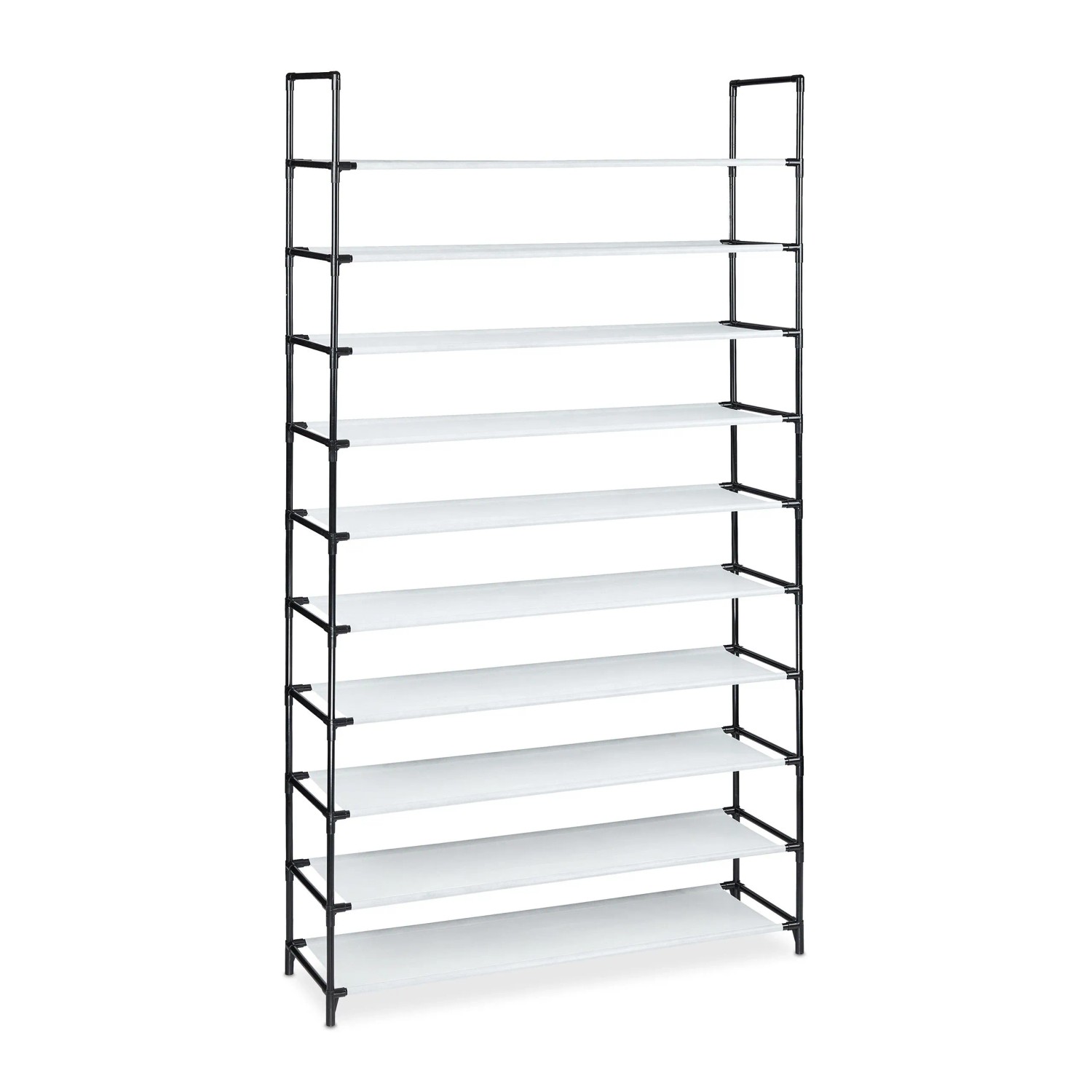 Relaxdays Schuhregal Stecksystem XXL Metall Weiß Höhenverstellbar 176,5 cm x 99 cm x 29,5 cm 2,8 kg