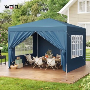 WOLTU Pavillon Pop-Up Wasserdichter Sonnenschutz Pagodenzelt 3x3 m Blau