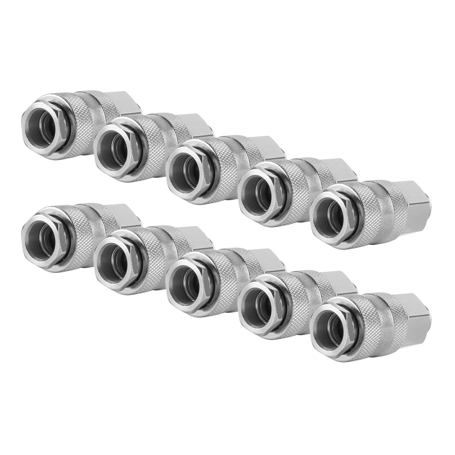 STAHLWERK 10er Set Druckluft-Schnellkupplung NW 7.2 mit Viertel Zoll Außengewinde