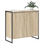 Sonoma Seitenschrank mit 2 Türen, Holzoptik und schwarzem Metallgestell. Moderner Wohnzimmerschrank aus Holzwerkstoff.