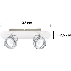 OBI LIGHTING LED Spot Montaro, 2-flammig, Chrom, mit schwenkbaren Spots. Moderne Deckenleuchte.