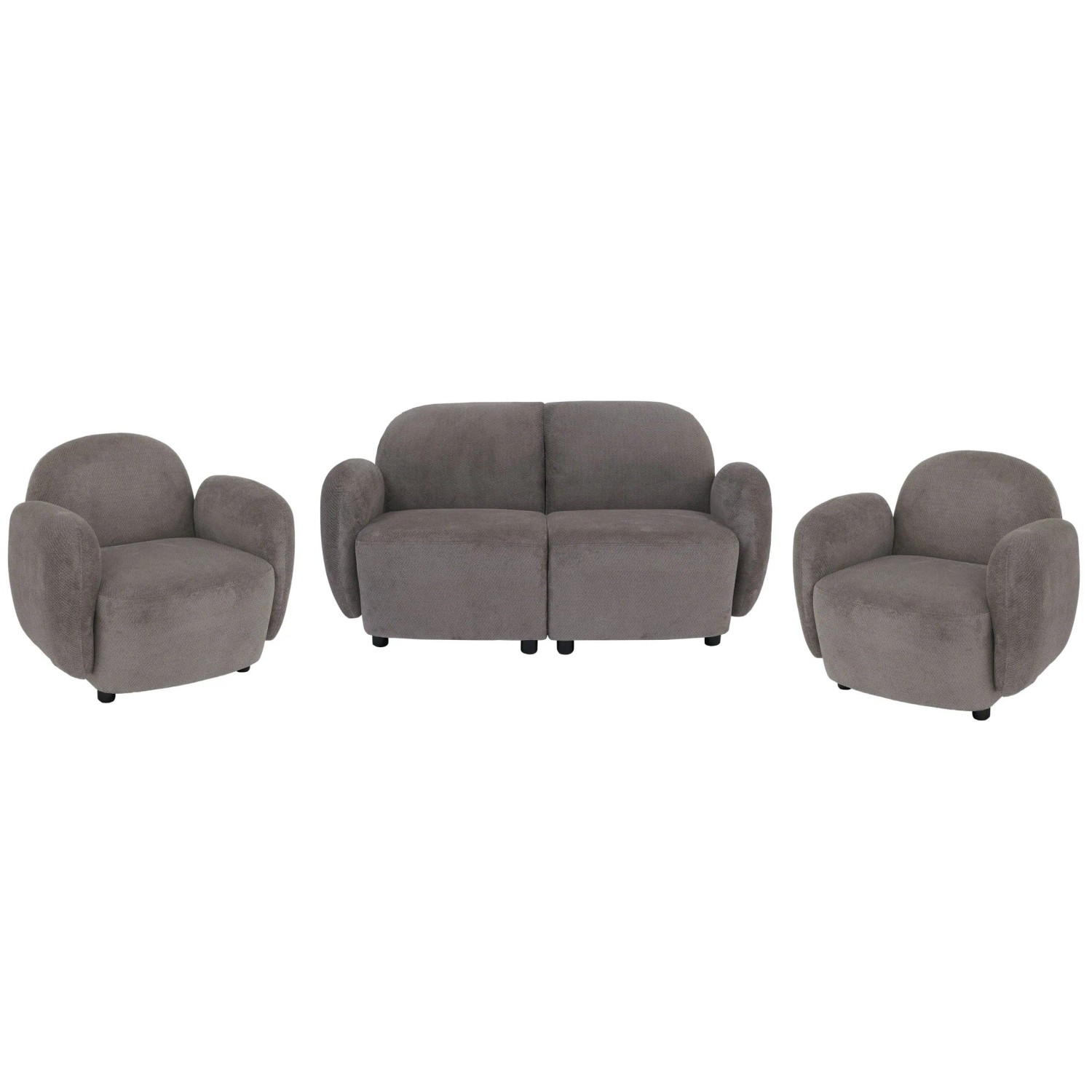 MCW Wohnzimmer-Set P33 Stoff/Textil Chenille Öko-Tex Hellgrau